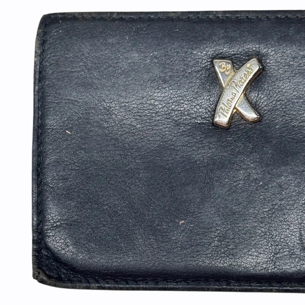 Vintage Paloma Picasso Black Leather Wallet / Card Holder Made in Italy
